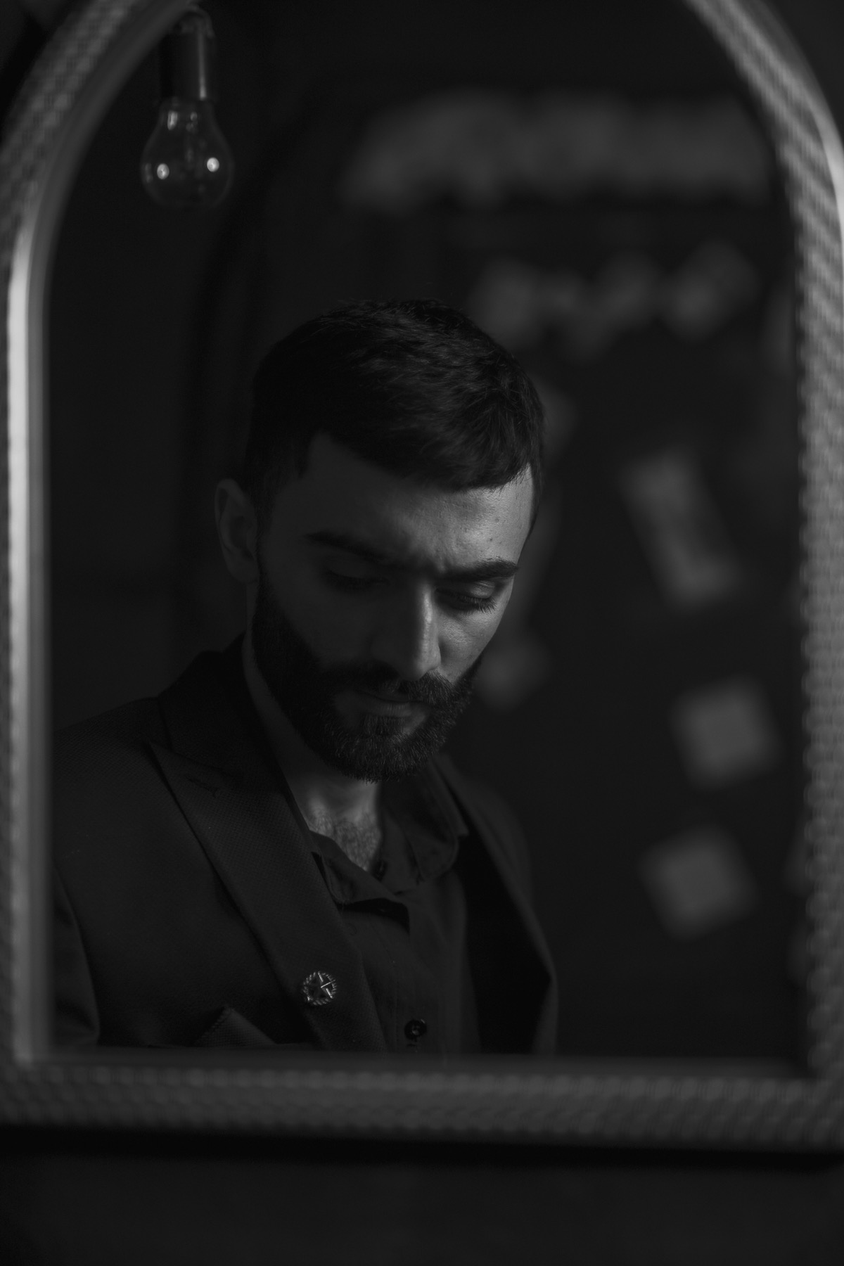 A person and their reflection in a mirror