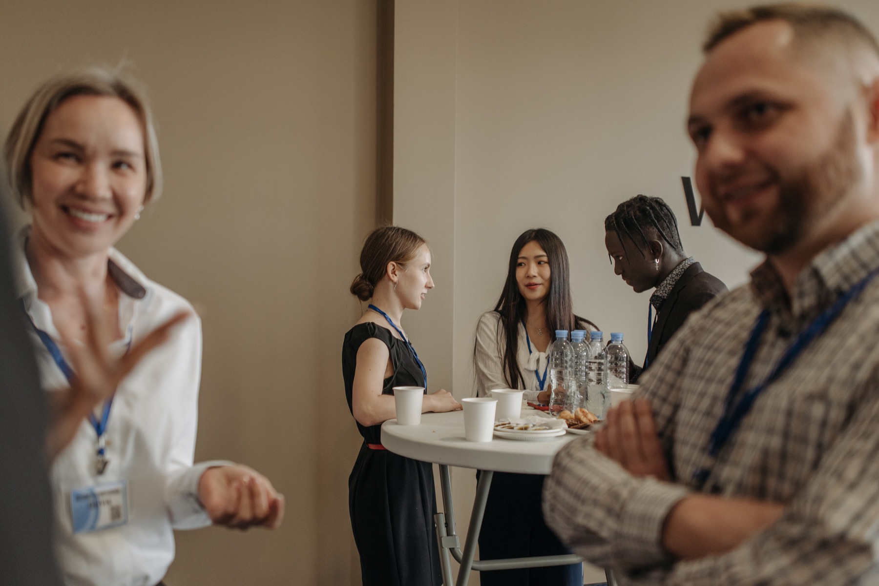 People mingling at a professional networking reception